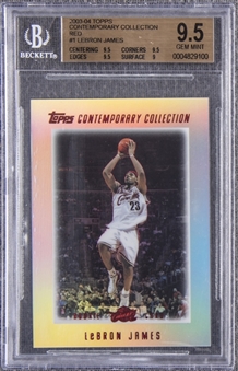 2003-04 Topps "Contemporary Collection" Red #1 LeBron James Rookie Card (#154/225) – BGS GEM MINT 9.5
